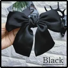 リボンバレッタ ブラック ヘアアクセサリー 黒 髪留め ヘアクリップ