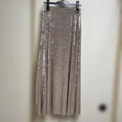 Niko and… 光沢のあるベージュ ベロア ロングスカート