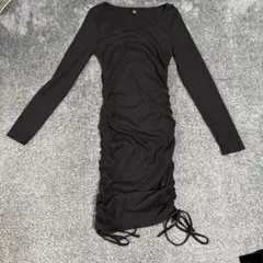 ブラック 長袖 ミニワンピース