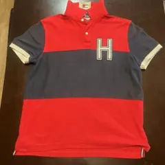 TOMMY HILFIGER ポロシャツ M レッド/グレー