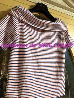 NICE CLAUP ストライプ オフショルダー トップス お値下げ致しました❣️