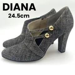 DIANA パンプス ブーティ グレー サイドジップ 24.5