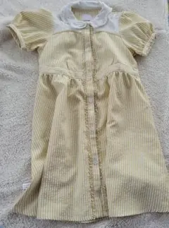 アクシーズファムキッズ　イエロー ストライプ 半袖ワンピース 130cm