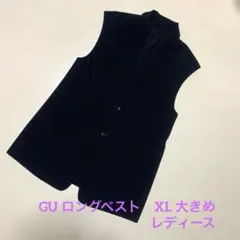 GU ジーユー テーラードダブルブレストジレ（ロングベスト） ブラック XL
