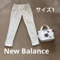 ニューバランスゴルフ　レディースパンツ　ロゴワッペン　白　1