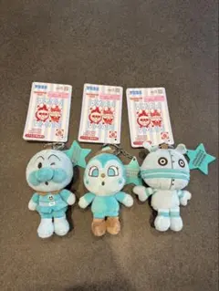 アンパンマン ふわふわぬいぐるみキーホルダー 3点セット アンパンマン ふわふわぬいぐるみマスコット 3種セット チョコミント