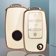 フォルクスワーゲン VW 白 ホワイト ゴールド キーカバー キーケース TPU