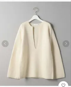 ユナイテッドアローズ ディープスキッパーネックニットプルオーバー ウールカシミヤ