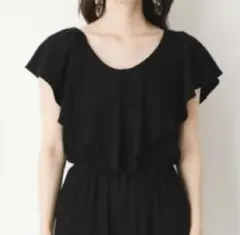 【美品】SLY フリルカットリブオールインワン サロペット 黒 M可愛い♪のサムネイル