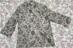 Leilian 半袖ブラウス M グレージュ系 総柄 ヴィンテージ高級婦人服 