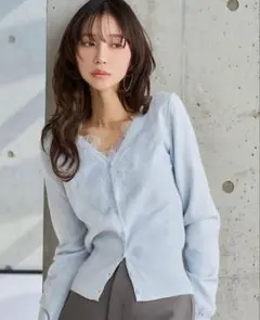 神戸レタス　襟レース　カーディガン