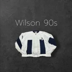 90s Wilson ヴィンテージナイロンジャケット バイカラー刺繍ロゴ B系