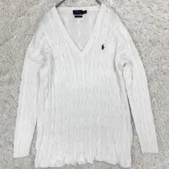 【高級ピマ綿】POLO RALPH LAUREN ケーブルニット 刺繍