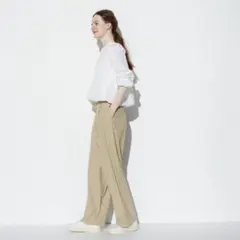 UNIQLO ウルトラストレッチエアリズム ワイドパンツ ベージュ M