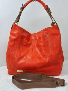 미사용 PELLETERIA VENETA 2WAYレザーバッグ オレンジ A4