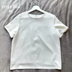 STYLE DELI 半袖ブラウス 白 M 裏地付 シンプル 無地 上品のサムネイル
