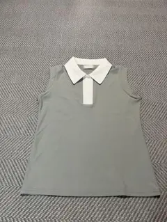 LENAN ルナンゴルフ　グレーグリーン　ノースリーブポロシャツ M