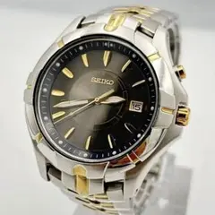 【稼働】SEIKO KINETIC 腕時計 コンビ ゴールド シルバー メンズ