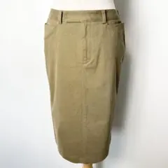 美品 ラルフローレン コットン カーキ ひざ丈スカート 9/Mサイズ