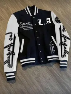 L.A. ロゴ刺繍 スタジャン ネイビー