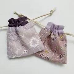 【M052】ミニ巾着2点セット　ハンドメイド　小物入れ　ミニポーチ