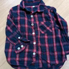 無印良品 チェックシャツ 長袖シャツ 90サイズ ネイビー/レッド