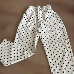 パペル　ドット柄 ロングパンツ ホワイト　ベルメゾンのサムネイル