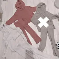 H&M セットアップ　双子　トップス　フレアパンツ　色違い　年子　ラフ　部屋着