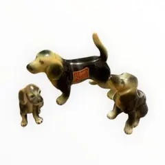 Bone China 犬 置物 3体セット 親子 犬フィギュア 陶器 インテリア