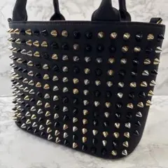 DIAVEL ディアベル スタッズ×帆布 キャンバス トートバッグ 黒ブラック