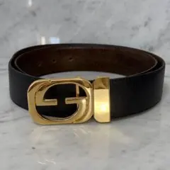 GUCCI グッチ レザーベルト 本革 リバーシブル ブラック ゴールド 金