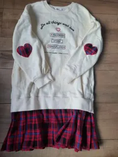 ワンピース ジェニィ ラブ スウェット チェック フレアスカート 130