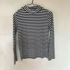 レディース 長袖 ボーダー柄 ハイネック カットソー Mサイズ