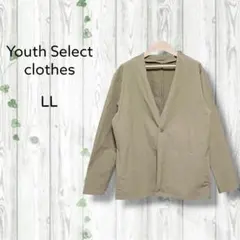 Youth Select　ノーカラージャケット　メンズ　大きいサイズ　カーキ