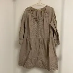 ハグオーワー　ミニワンピース　ベージュ　チュニック　コットン100 レース　雅姫のサムネイル
