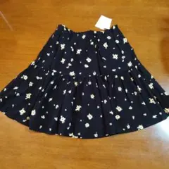 新品NICE CLAUP 花柄フレアスカート 黒