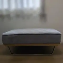 ブルーグレー ストライプ オットマン