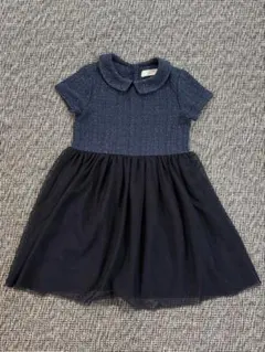 ZARA ネイビー 120 半袖ワンピース　襟付き