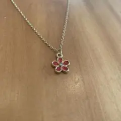 【在庫処分セール】花モチーフネックレス 赤