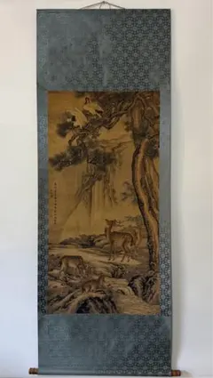 猛虎図　虎　掛け軸　中国掛軸 時代 虎 / 猫虎 肉筆 在銘 水墨　中国　骨董品 猛虎図 虎 掛け軸 中国掛軸 時代 虎 / 猫虎 肉筆 在銘 水墨 中国 骨董
