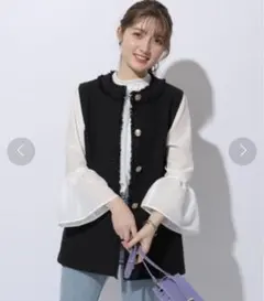 アプワイザーリッシェ　洗える前後2WAYベルスリーブブラウス