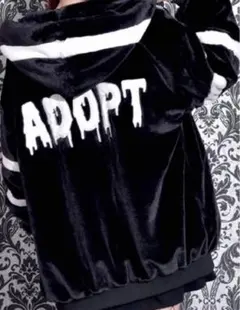 ブルゾンジャンパーブラックバックロゴパーカーふわふわもこもこファー黒英字ゴスロリ