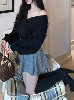 GRL カシュクールニットトップス