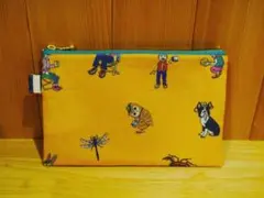 キャンプ柄なふっくら平ポーチLサイズ☆通帳入れやお薬手帳入れ等マルチにどうぞ☆