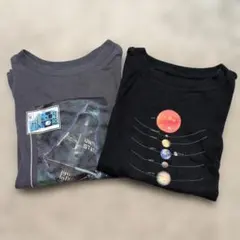 ユニクロ 宇宙柄 長袖カットソー 2枚セット