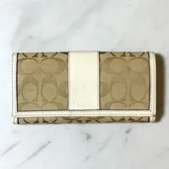 COACH コーチ シグネチャー 長財布 ロゴ入り ベージュ