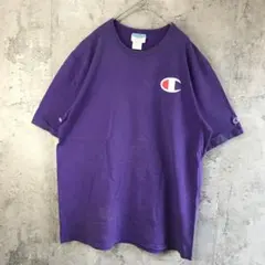 B2007古着　Tシャツ ワンポイント　紫　90s Y2K