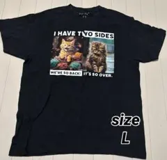猫 アニマル 海外ミーム グラフィック Tシャツ FRIDAY JR 黒 L
