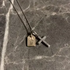 石碑 y2k クロス シルバー グランジ vintage ダイヤネックレス