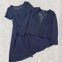 極美品 Add Rouge セットアップ ワンピーススーツ ネイビー フォーマル